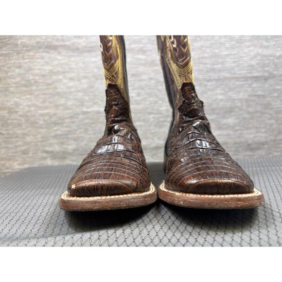 Herencia Boots Mens Size 6 Brown Leather Western Croc Print Square Toe main image 4